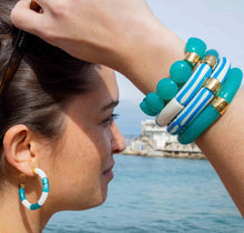 Charger l'image dans la galerie, Bracelet Pipoca Brasil Riviera Turquesa à rayures
