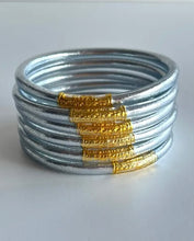 Charger l'image dans la galerie, Bracelet bouddhiste silver et mantra gold