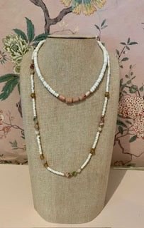 Collier magnésite blanche et rose