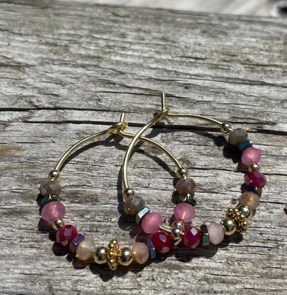 Boucles d'oreilles Aga rose