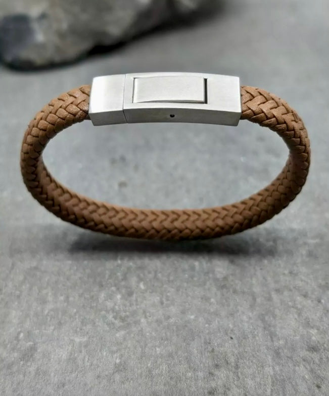 Bracelet cuir plat marron