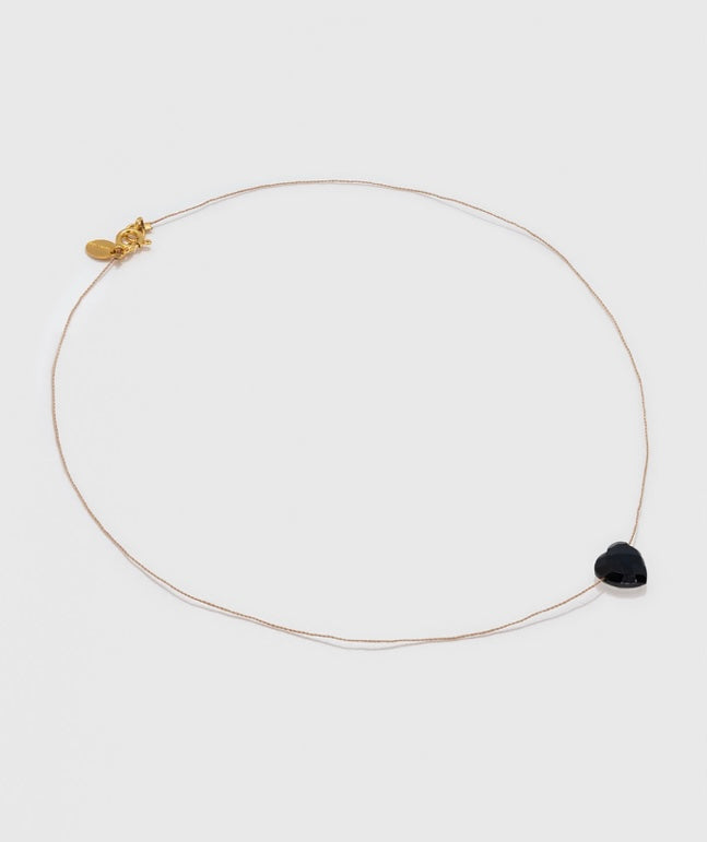 Collier goutte coeur onyx noir