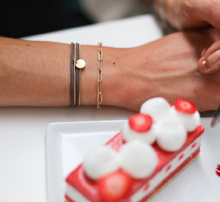 Bracelet/collier marron glacé