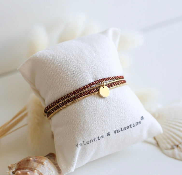 Bracelet/collier bordeaux pailleté