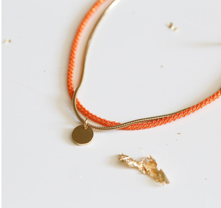 Bracelet/collier orange pailleté