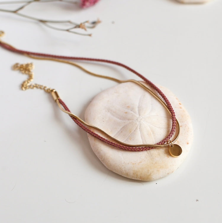 Bracelet/collier bougainvillier pailleté