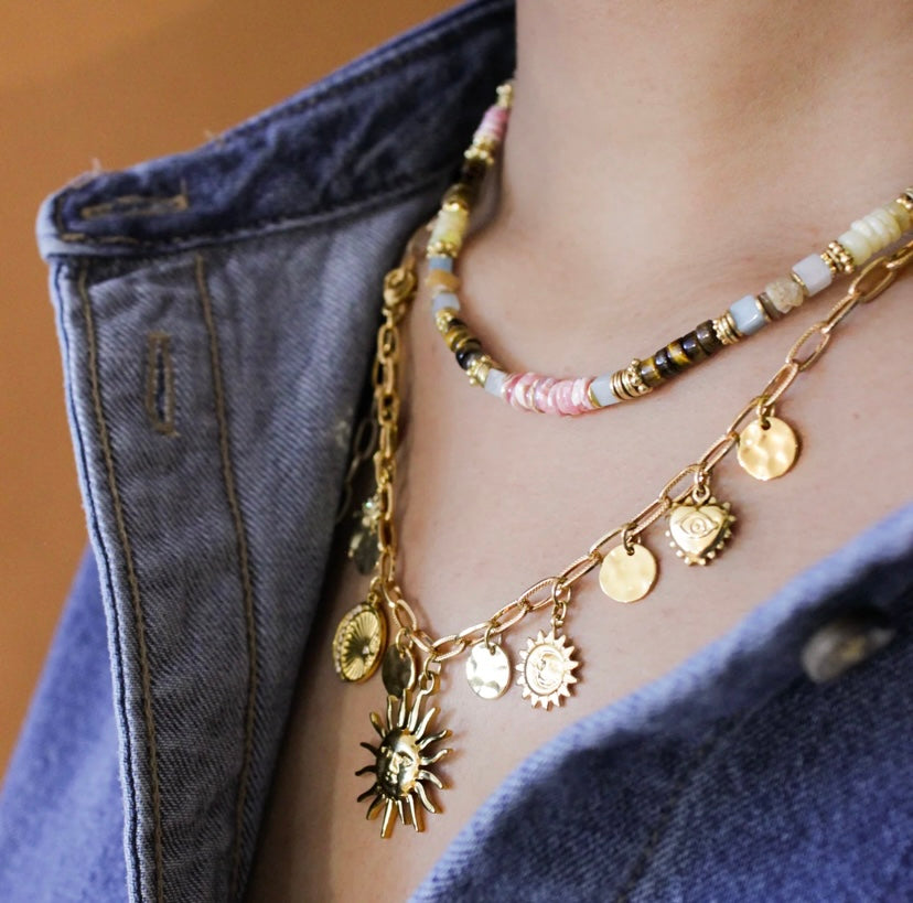 Collier heishi oeil de tigre Halima