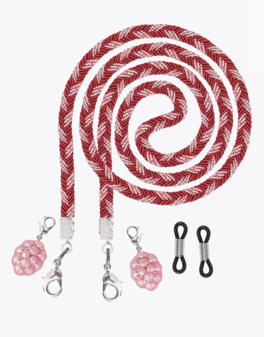 Cordon pour lunettes et masque framboise