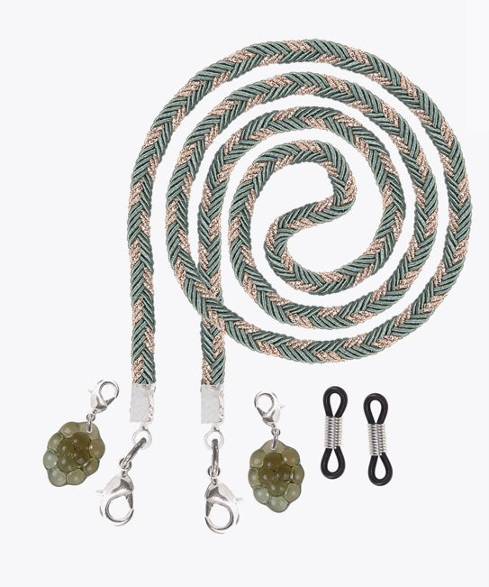 Cordon pour lunettes et masque vert