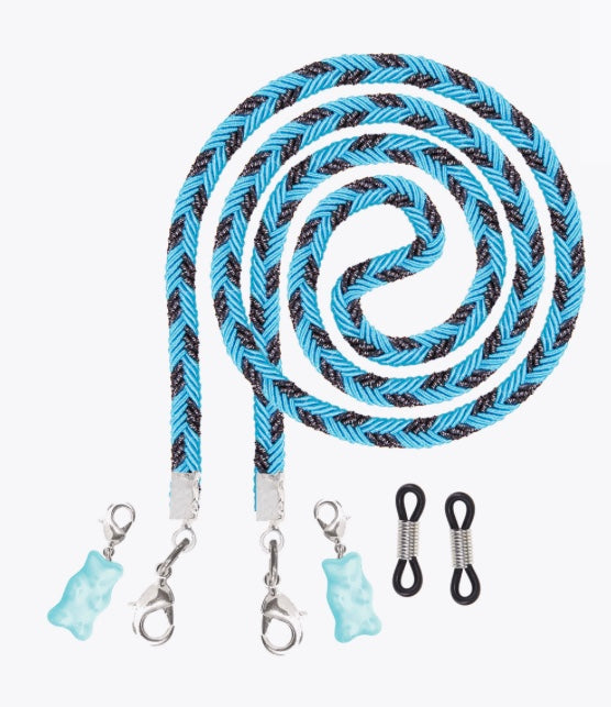 Cordon pour lunettes et masque turquoise